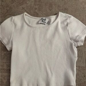 Princess Polly White Ribbed Crop Top